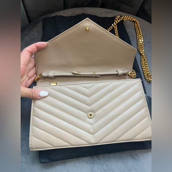 YSL cassandre flap large wallet on chain beige - Picture 10 of 14